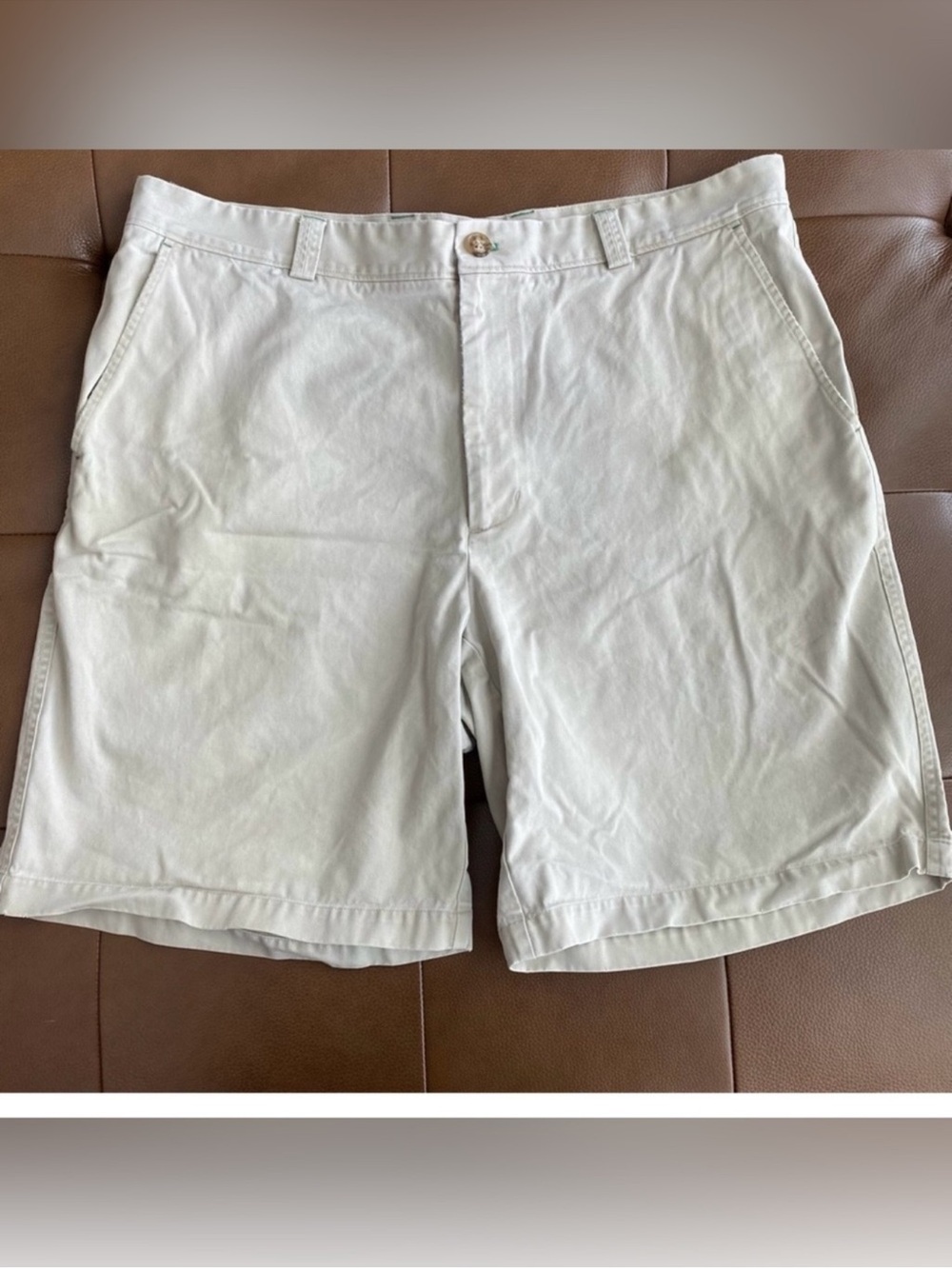 J. McLaughlin Light Khaki Cotton Flat-Front Shorts